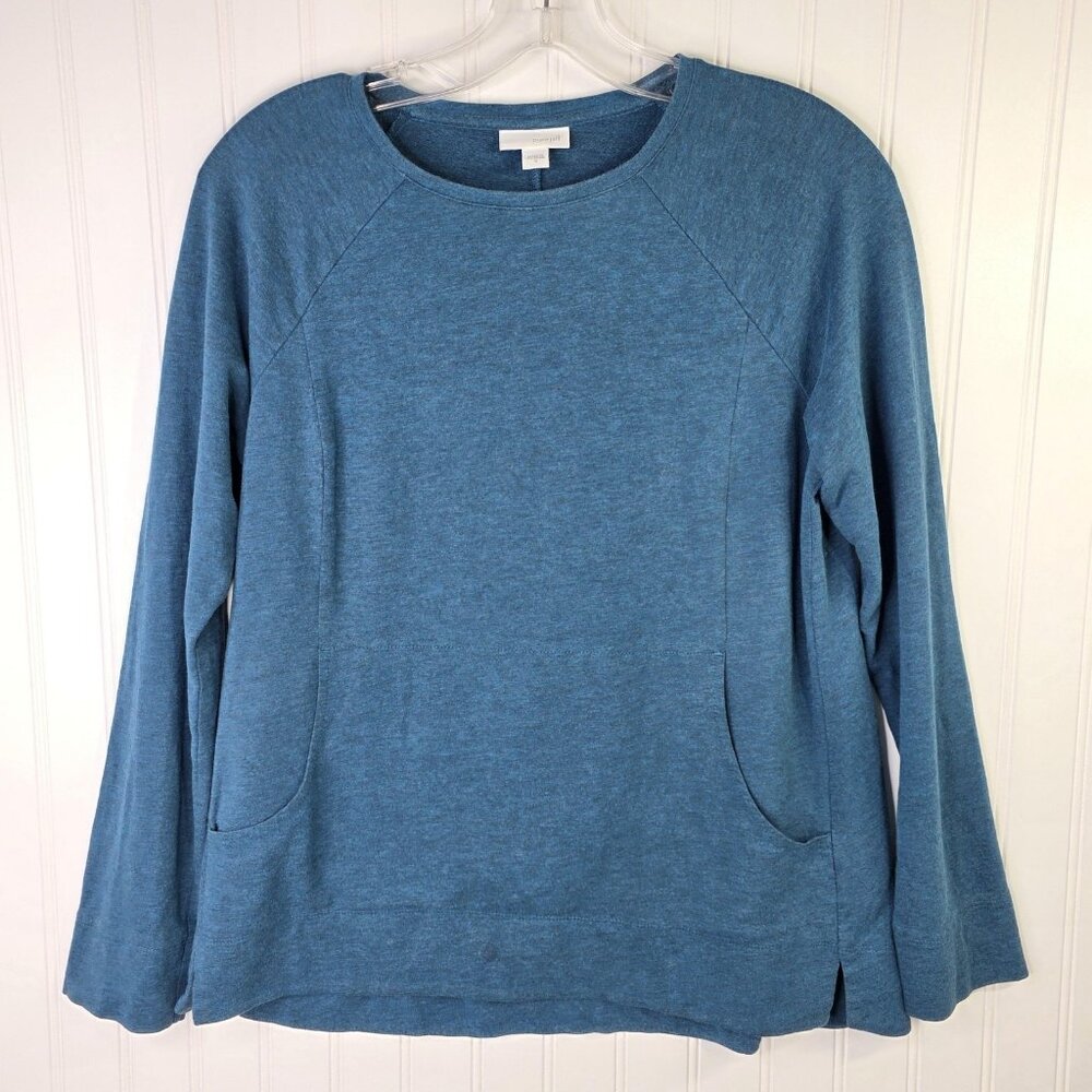 J Jill Pure Jill Shirt Womens Small Blue Pima Cotton Tunic Pockets Athleisure